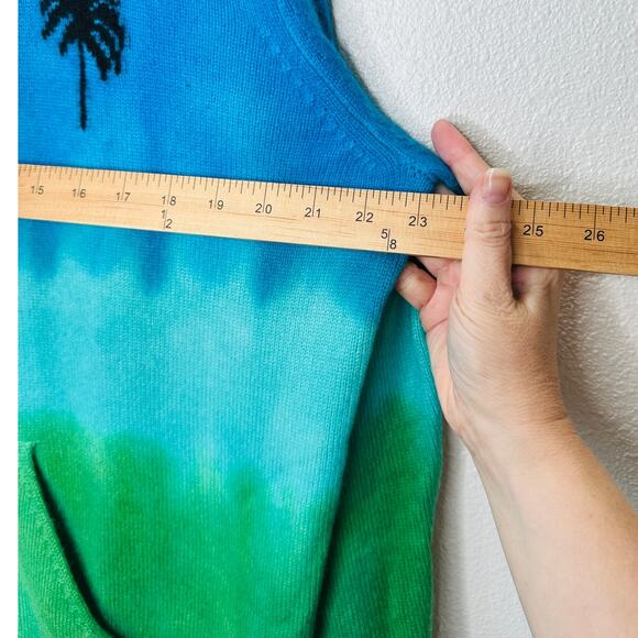 The Elder Statesman Blue Green Ombre Zip Hooded Cashmere Sweater XL - Picture 14 of 14